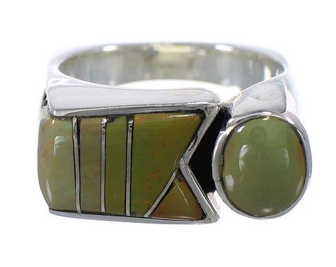 Silver Turquoise Inlay Southwest Jewelry Ring Size 6-1/4 VX61465